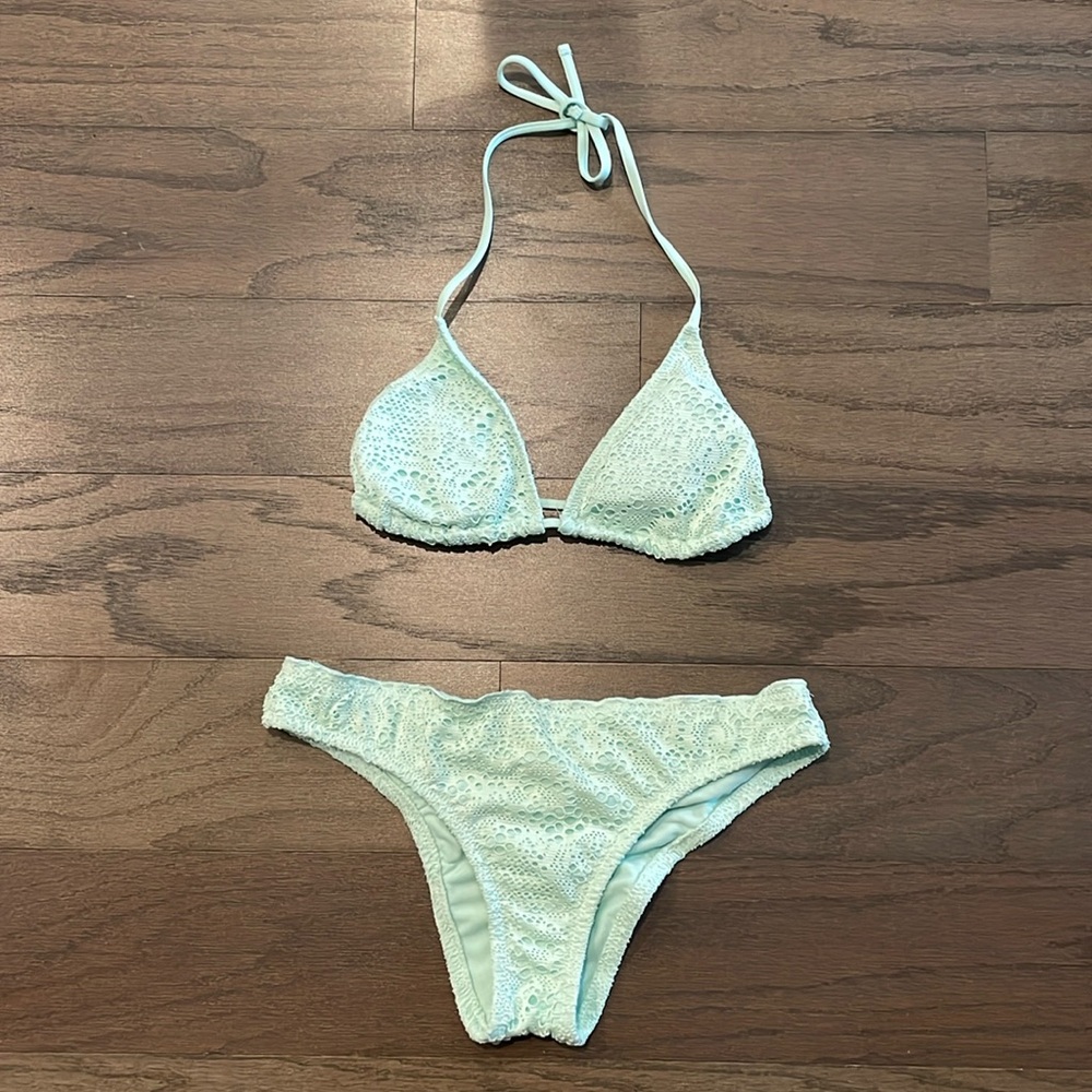 Mossimo Mint Triangle Binkini Top (Size S) and Bottom (Size M)